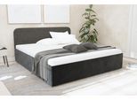 Polsterbett "Shawn", grau (anthrazit), L:210cm, Bezug Kopfteil: Teddy-Stoff: 100% Polyester, Bezug Bettgestell: Microvelours 100% Polyester, Polsterung: Polsterwatte, Material Gestell: gepolsterter Holzwerkstoff, WESTFALIA SCHLAFKOMFORT, Betten, Polsterbett, zwei verschiedene Liegehöhen wählbar