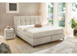 Boxspringbett JOCKENHÖFER GRUPPE "Beatrice erhältlich in 140 & 180cm Breite", beige (beige 427, 07), B:193cm L:222cm, Bezug Bett: Feincord (100% Polyester);Topper und Matratzenspiegel: 100% Polyester, Komplettbetten, Boxspringbett, 7-Zonen-TTFK-Matratzen und KS-Topper, verschiedene Härtegrade