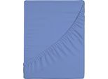 Spannbettlaken BELLANA "bellana premiumstretch", blau (mittelblau), 1 Stk., Jersey-Elasthan, 90-120x200-220 18-35cm, Jersey-Elasthan, Obermaterial: 95% Baumwolle, 5% Elasthan, Bettlaken, Spannbettlaken, super elastisch