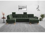 Wohnlandschaft SIT & MORE "Westham U-Form", grün (jungle), B:338cm H:88cm T:172cm, 90% Polyester 10%Polyamid, Sofas, Wohnlandschaft, wahlweise mit Bettfunktion, Bettkasten, Sitztiefenverstellung