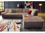 Ecksofa DOMO COLLECTION "Splash, aktuelle Sitz- und Rückensteppung, Materialmix, L-Form", braun (braun, braun, beige), B:271cm H:76cm T:232cm, Kunstleder SOFTLUX / Struktur (90% Polyester, 10% Polyacryl);Luxus-Microfaser (100% Polyester) / Struktur (90% Polyester, 10% Polyacryl), Sofas, Ecksofa, wahlweise mit Bettfunktion