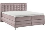 Boxspringbett MUSTERRING "Dubai", lila (d 531 flieder), B:217cm L:214cm, Komplettbetten, Boxspringbett, Winkelfuß in Chrom, 3 Härtegrade, Kopfteil in Kassettensteppung