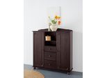 Highboard OTTO HOME "Mette", braun (dunkelbraun), B:118cm H:125cm T:34cm, FSC-zertifiziertes Massivholz, Sideboards, Highboard, Stauraumschrank mit 3 Schubladen und verstellbaren Einlegeböden
