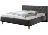 Polsterbett HOME AFFAIRE "Sunley 100", grau (schiefer), B:203cm L:210cm, Struktur (100% Polyester);Strukturstoff (100% Polyester), Betten, Polsterbett, Kreuzsteppung, Kopfteilhöhe 102 cm, ohne oder mit Matratze/Lattenrost