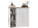 Aktenschrank HOME AFFAIRE "Easy H 115 cm, Büroschrank, Mehrzweckschrank mit 2 Türen", weiß hochglanz lack, eiche cadiz dekor, B:120cm H:115cm T:34cm, FSC-zertifizierter Holzwerkstoff, Schränke, Aktenschrank, Metallgriffe, Top 38 mm stark