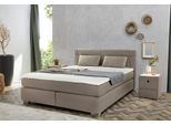 Boxspringbett JOCKENHÖFER GRUPPE "Romana, inkl. 7-Zonen-TTFK-Matratze", braun (hellbraun 493, 18), B:190cm L:212cm, Spiegelfläche der Matratze: 100% Polyester;Bettgestell und seitliche Einfassung der Matratzen: Microfaser, 100% Polyester;Topper: 100% Polyurethan, Bezug (100% Polyester) abnehmbar und waschbar bis 60º C, Komplettbetten, Boxspringbett, KS-Topper, verschiedene Härtegrade und Bettbreit