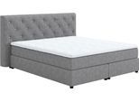 Boxspringbett COTTA "Castle", grau (light grau), B:207cm L:222cm, 100% Polyester (PES), Komplettbetten, Boxspringbett, mit Strasssteinen im Kopfteil, inkl. Topper