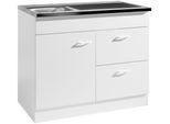 Spülenschrank KOCHSTATION "KS-Elster", weiß, B:100cm H:85cm T:60cm, Holzwerkstoff, Schränke, Spülenschrank, Breite 100 cm