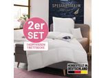 Daunenbettdecke + 3-Kammer-Kopfkissen SPESSARTTRAUM "Exklusiv, 2-tlg, hergestellt in Deutschland, made in Germany, Set", weiß, B/L: 135cm x 200cm Anzahl Teile 1, B/L: 80cm x 80cm Anzahl Teile 1, Bezug: Baumwolle Füllung: Entendaune/-feder, polarwarm, Bettdecken Bezug: 100% Baumwolle. Kopfkissen Bezug: 100% Baumwolle. Bettdecken Füllung: 100% Daunen. Kopfkissen Füllung: 90% Daunen, 10% Federn, Bett