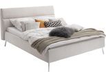 Polsterbett HOME AFFAIRE "Elvo, weichgepolstertes Kopfteil, wahweise Überlänge, 140-200 cm breit", beige (snow), B:225cm H:104cm L:251cm, 88% Polyester, 12% Polyacryl, Betten, Polsterbett, inkl. 7-fache Einlegetiefenverstellung & saugroboterfreundliche Höhe