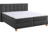 Boxspringbett HOME AFFAIRE "Moulay", grau (anthrazit), B:194cm L:231cm, Komplettbetten, Boxspringbett, inkl. Topper, in Überlänge 220 cm, 3 Härtegrade, auch in H4