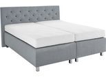 Boxspringbett, grau (hellgrau), B:214cm L:210cm, Bezug Unterbox und Kopfteil: Strukturstoff (77% Polyester und 23% Viskose);Bezug Obermatratze 100% Polyester, WESTFALIA SCHLAFKOMFORT, Komplettbetten, Boxspringbett, in diversen Ausführungen