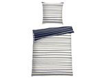 Wendebettwäsche SCHIESSER "Wesley aus weicher Baumwolle im Streifen-Look", blau, B/L: 135cm x 200cm, 1 Stk., 1 Stk., Renforcé, B/L: 80cm x 80cm, 2 Stk., Renforcé, Obermaterial: 100% Baumwolle, Bettwäsche, Wendebettwäsche, Made in Green