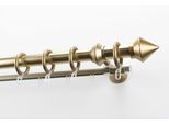 Gardinenstange GARESA "Palmi", gold (mattmessingfarben), L:380cm Ø:28mm, Kunststoff, Stahl, Gardinenstangen, Gardinenstange, Vorhanggarnitur, Kunststoff, verlängerbar, mit Ringe/2 Lauf Gleiter