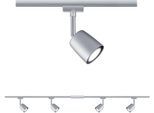PAULMANN Schienensystem-Leuchten "URail Set Cover Chrom matt GU11 max. 4x10W", silber (chromfarben, chromfarben), Ø 6,5cm H: 18cm, 1 Stk., Leuchten, GU10, Schienensystem-Leuchten