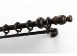 Gardinenstange GARESA "NOVA", braun (nussbaum), L:220cm Ø:28mm, Holzwerkstoff, Gardinenstangen, Gardinenstange, Vorhanggarnitur Holz, verlängerbar, Wandmont.,mit Ringe/2 Lauf Gleiter