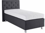 Boxspringbett, grau (anthrazit), B:134cm L:210cm, Bezug Unterbox und Kopfteil: Strukturstoff (77% Polyester und 23% Viskose);Bezug Obermatratze 100% Polyester, WESTFALIA SCHLAFKOMFORT, Komplettbetten, Boxspringbett, in diversen Ausführungen