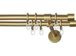 Gardinenstange GARESA "RUSTIKA", gold (mattgoldfarben), L:190cm Ø:16mm, Metall, Gardinenstangen, Gardinenstange, rustikale Vorhanggarnitur, verlängerbar, m. Ringe, Endkappe