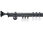 Gardinenstange LIEDECO "Esp Kegel" Gr. 1, silber (schwarz, silberfarben), L:120cm Ø:16mm, Metall, Gardinenstangen, Gardinenstange, 2-läufig im Fixmaß Ø 16 mm