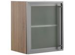 Glashängeschrank OPTIFIT, silber (alu, eichefarben), B:50cm H:57,6cm T:35,2cm, Schränke, Glashängeschrank, mit Glasrahmentür in Alu-Optik, Breite 50 cm