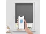 Rollo LICHTBLICK ORIGINAL "Klemmfix, ohne Bohren", anthrazit, weiß, weiß, B:140cm H:190cm, Polyester, Rollos, Rollo, Steuerbar mit Bluetooth-App, integrierter Elektromotor und Akku