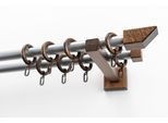 Gardinenstange GARESA "CUBUS", braun (nussbaum, chromfarben), L:270cm Ø:20mm, Holzwerkstoff, Metall, Gardinenstangen, Gardinenstange, Vorhanggarnitur, verlängerbar, Endknopf abgeschrägt, mit Ringe