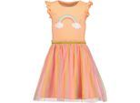 Minikleid BLUE SEVEN, Mädchen, Gr. 110, N-Gr, melone, Jersey, Obermaterial: 95% Baumwolle, 5% Elasthan, bedruckt, kurz, Rundhals, Rüschen, Kleider Minikleid, Baumwollmischung, verschiedene Drucke