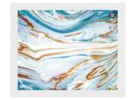 Bild QUEENCE "Eleni", gold (farbe rahmen: weiß, farbe bild(er): gold, blau), B:50cm H:40cm, Acrylglas, Holz, Papier, Bilder, Bild, Abstrakt, Marmor, gerahmt