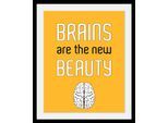 Bild QUEENCE "Brains", bunt (farbe rahmen: schwarz, farbe bild(er): bunt), B:50cm H:70cm T:3cm, Acrylglas, Holz, Papier, Bilder, Bild, HD Premium Poster-Druck inkl. Holzrahmen