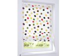 Raffrollo KUTTI "Dots" Gr. 3, bunt (weiß, bunt), B:80cm H:120cm, Obermaterial: 100% Baumwolle, Raffrollos, Raffrollo, Baumwolle Kinderrollo bunte Punkte