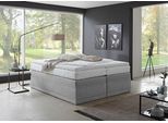 Boxspringbett "Ibiza in den Breiten 160x200, 180x200cm & 200x200cm", grau, B:200cm L:200cm, WESTFALIA SCHLAFKOMFORT, Komplettbetten, Boxspringbett