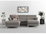 Ecksofa SIT & MORE "Marano L-Form", grau (grau 38), B:257cm T:166cm, 100% Polyester, Sofas, Ecksofa, inklusive Kopfteilverstellung, wahlweise mit Bettfunktion, Bettkasten