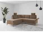 Ecksofa HOME AFFAIRE "Rochelle", braun (hellbraun), B:240cm H:93cm T:216cm, 100% Polyester, Sofas, Ecksofa, wahlweise mit Bettfunktion, Bettkasten und Armteilverstellung