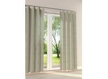 Vorhang STICKEREIEN PLAUEN "Hirsch" Gr. 6, beige (creme, grau), B:130cm H:245cm, Polyester, Viskose, Gardinen, Vorhang