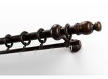 Gardinenstange GARESA "NOVA", braun (nussbaum), L:400cm Ø:28mm, Holzwerkstoff, Gardinenstangen, Gardinenstange, Vorhanggarnitur Holz, verlängerbar, Wandmont.,mit Ringe/2 Lauf Gleiter