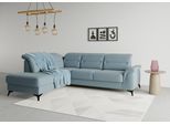 Ecksofa SIT & MORE "Sinatra L-Form", blau (hellblau), B:251cm H:85cm T:220cm, 90% Polyester, 10% Polyamid, Sofas, Ecksofa, mit Ottomane, optional mit Kopfteilverstellung und Armteilfunktion