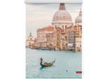 Seitenzugrollo LICHTBLICK ORIGINAL "Rollo Klemmfix, ohne Bohren, Verdunkelung, Venedig Canal Grande - Blau", blau (blau, weiß), B:150cm H:120cm, Polyester, Rollos, Seitenzugrollo