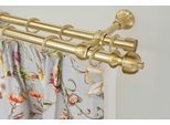 Gardinenstange GARESA "ANDREA", gold (mattmessingfarben), L:210cm Ø:20mm, Metall, Gardinenstangen, Gardinenstange, Vorhanggarnitur, verlängerbar, Endknopf Profil klein, mit Ringen
