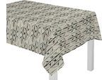Tischdecke ADAM "Wave", beige (natur, dunkelgrau, hellgrau), B:190cm L:145cm, Bio-Baumwolle, Leinen, Tischdecken, Tischdecke, aus Leinen und Bio-Baumwolle