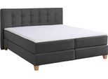 Boxspringbett HOME AFFAIRE "Moulay", grau (anthrazit), B:214cm L:231cm, Komplettbetten, Boxspringbett, inkl. Topper, in Überlänge 220 cm, 3 Härtegrade, auch in H4