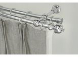 Gardinenstange GARESA "ANDREA", grau (chromfarben), L:480cm Ø:20mm, Metall, Gardinenstangen, Gardinenstange, Vorhanggarnitur, verlängerbar, Endknopf Profil klein, mit Ringen