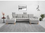 Wohnlandschaft SIT & MORE "Westham U-Form", silber, B:338cm H:88cm T:172cm, 90% Polyester 10%Polyamid, Sofas, Wohnlandschaft, wahlweise mit Bettfunktion, Bettkasten, Sitztiefenverstellung
