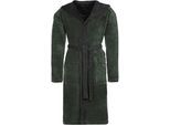Unisex-Bademantel VOSSEN "Poppy, ideal für Sauna & Spa, Hotelbademantel, Morgenmantel" Gr. L, grün (mud grün, anthrazit), L:115cm, Doubleface, Hausmäntel, Unisex-Bademantel
