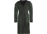 Unisex-Bademantel VOSSEN "Poppy, ideal für Sauna & Spa, Hotelbademantel, Morgenmantel" Gr. M, grün (mud grün, anthrazit), L:115cm, Doubleface, Hausmäntel, Unisex-Bademantel