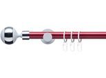 Gardinenstange LIEDECO "Fertigstilgarnitur 20 mm Power Celebration Kugel mit Ring" Gr. 3, rot (rot, weiß), L:240cm Ø:20mm, Eisen, Gardinenstangen, Gardinenstange, Gardinenstange Komplett, Farbkombination