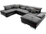 Wohnlandschaft "SO 4100 komfortable Federkernunterfederung, inkl. Kopfteilverstellung", grau (anthrazit 95), B:365cm H:80cm T:225cm, SET ONE BY MUSTERRING, Sofas, Wohnlandschaft, wahlweise Bettfunktion und Sitztiefenverstellung, U-Form