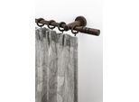 Gardinenstange GARESA "PEMPIA", braun (nussbaum), L:330cm Ø:20mm, Holzwerkstoff, Metall, Gardinenstangen, Gardinenstange, Vorhanggarnitur, verlängerbar, Knopf m.Ausschnitten, mit Ringen
