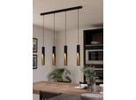 EGLO Hängeleuchte "BARBOTTO Pendellampe, Stahl, GU10, IP20, Hängelampe, Esszimmerlampe", schwarz (schwarz, gold), 4, Ø 0cm H: 110cm, 1 Stk., Leuchten, Hängeleuchte, L92,5 x B6,0 x H110 cm, schwarz, gold, 4X4,5W inkl., Hängeleuchte