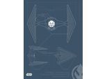 Bild KOMAR "Star Wars Blueprint Sith TIE-Fighter", schwarz-weiß (farbe bild(er): schwarz, weiß), B:30cm H:40cm, Holz, Papier, Bilder, Bild, Wandbild zur Dekoration im Kinderzimmer - ohne Rahmen