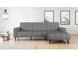 Ecksofa HOME AFFAIRE "SERINE mit Recamiere rechts/links bestellbar, Maße B/H/T 253/91/161 cm", grau (dunkelgrau), B:253cm H:91cm T:161cm, 100% Polyester, Sofas, Ecksofa, L-Form mit Wellenunterfederung, 3 Rückenkissen, ohne Bettfunktion